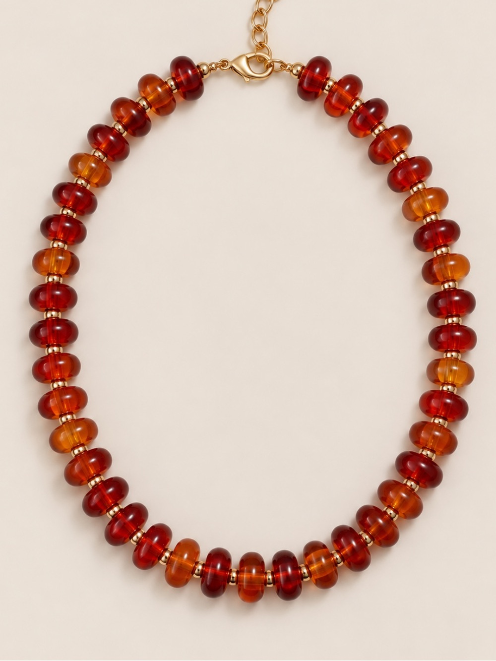 New! Amber Brown Lucite Beaded Necklace NWOT